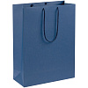 Пакет бумажный Porta XL, синий с нанесением логотипа