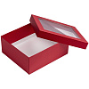 Коробка Teaser с окошком, красная с нанесением логотипа
