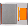 Коробка Overlap под ежедневник, аккумулятор и ручку, серая с нанесением логотипа