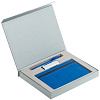 Коробка Memo Pad для блокнота, флешки и ручки, серебристая с нанесением логотипа
