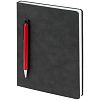 Ежедневник Magnet с ручкой, серый с красным с нанесением логотипа