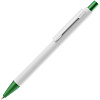 Ручка шариковая Chromatic White, белая с зеленым с нанесением логотипа