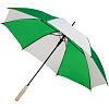 Зонт-трость Milkshake, белый с зеленым с нанесением логотипа