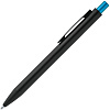 Ручка шариковая Chromatic, черная с голубым с нанесением логотипа