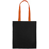 Холщовая сумка BrighTone, черная с оранжевыми ручками с нанесением логотипа