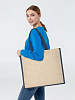 Холщовая сумка для покупок Bagari с синей отделкой с нанесением логотипа
