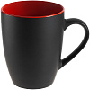 Кружка Bright Tulip, матовая, черная с красным с нанесением логотипа