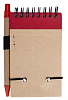 Блокнот на кольцах Eco Note с ручкой, красный с нанесением логотипа