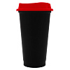 Стакан с крышкой Color Cap Black, черный с красным с нанесением логотипа