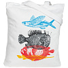 Холщовая сумка «Морские обитатели», молочно-белая с нанесением логотипа