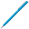 Ручка шариковая Hotel Chrome, ver.2, матовая голубая с нанесением логотипа