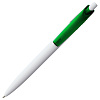 Ручка шариковая Bento, белая с зеленым с нанесением логотипа
