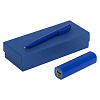 Набор Couple: аккумулятор и ручка, синий с нанесением логотипа