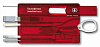 Набор инструментов SwissCard, полупрозрачный красный с нанесением логотипа