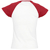 Футболка женская MILKY 150, белая с красным с нанесением логотипа