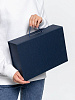 Коробка Case, подарочная, синяя с нанесением логотипа