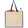 Холщовая сумка для покупок Bagari с синей отделкой с нанесением логотипа