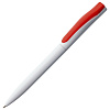 Ручка шариковая Pin, белая с красным с нанесением логотипа