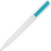 Ручка шариковая Split White Neon, белая с голубым с нанесением логотипа