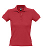 Рубашка поло женская PEOPLE 210, красная с нанесением логотипа