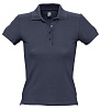 Рубашка поло женская People 210, темно-синяя (navy) с нанесением логотипа