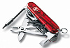 Офицерский нож CyberTool L, полупрозрачный красный с нанесением логотипа