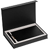 Коробка Silk с ложементом под ежедневник 13x21 см и ручку, черная с нанесением логотипа