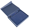 Коробка Duo под ежедневник и ручку, синяя с нанесением логотипа