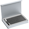 Коробка Silk с ложементом под ежедневник 13x21 и ручку, серебристая с нанесением логотипа
