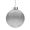 Елочный шар Finery Gloss, 10 см, глянцевый серебристый с глиттером с нанесением логотипа