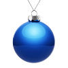 Елочный шар Finery Gloss, 10 см, глянцевый синий с нанесением логотипа