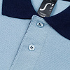 Рубашка поло Prince 190, голубая с темно-синим с нанесением логотипа