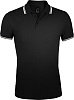 Рубашка поло мужская PASADENA MEN 200 с контрастной отделкой, черная с белым с нанесением логотипа