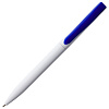 Ручка шариковая Pin, белая с синим с нанесением логотипа