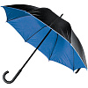 Зонт-трость Downtown, черный с синим с нанесением логотипа