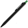 Ручка шариковая Chromatic, черная с зеленым с нанесением логотипа
