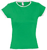 Футболка женская MOOREA 170, ярко-зеленая с белой отделкой с нанесением логотипа