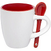 Кофейная кружка Pairy с ложкой, красная с нанесением логотипа